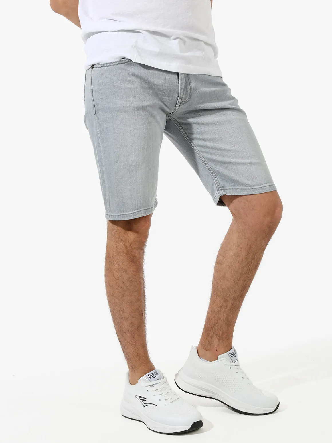 Rifle Bermuda da uomo in jeans - grigio