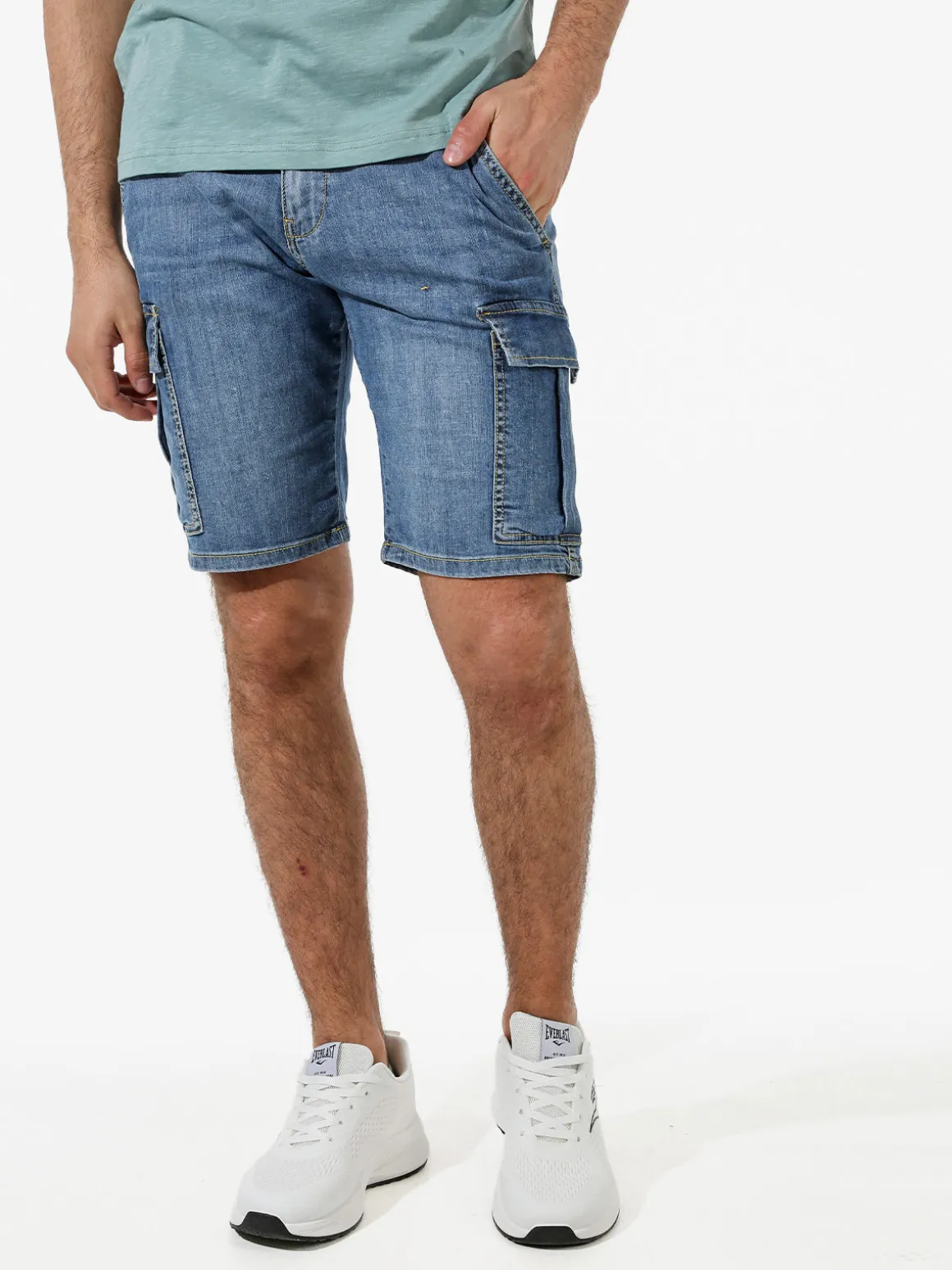 Rifle Bermuda in jeans da uomo con tasconi - jeans