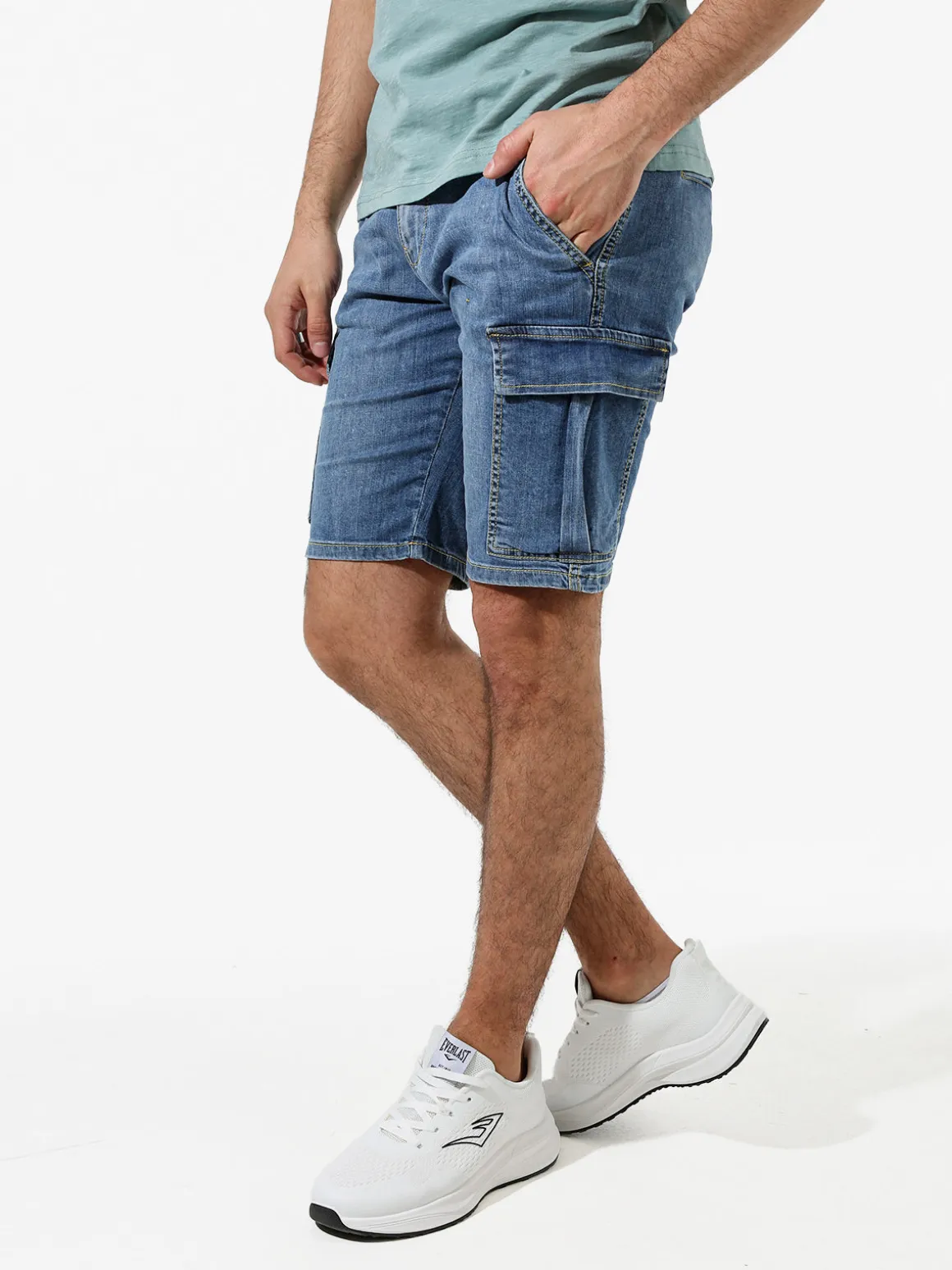 Rifle Bermuda in jeans da uomo con tasconi - jeans