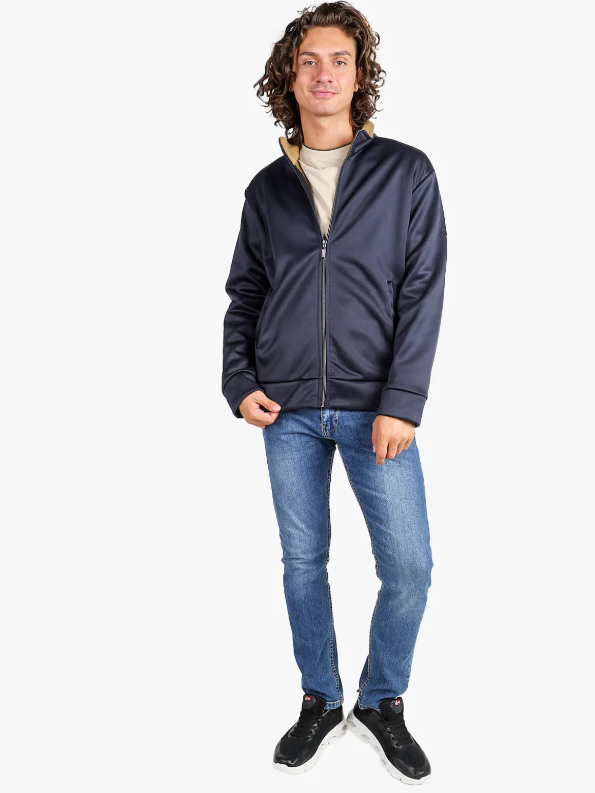 Rifle Felpa giacca da uomo con zip intera - blu scuro