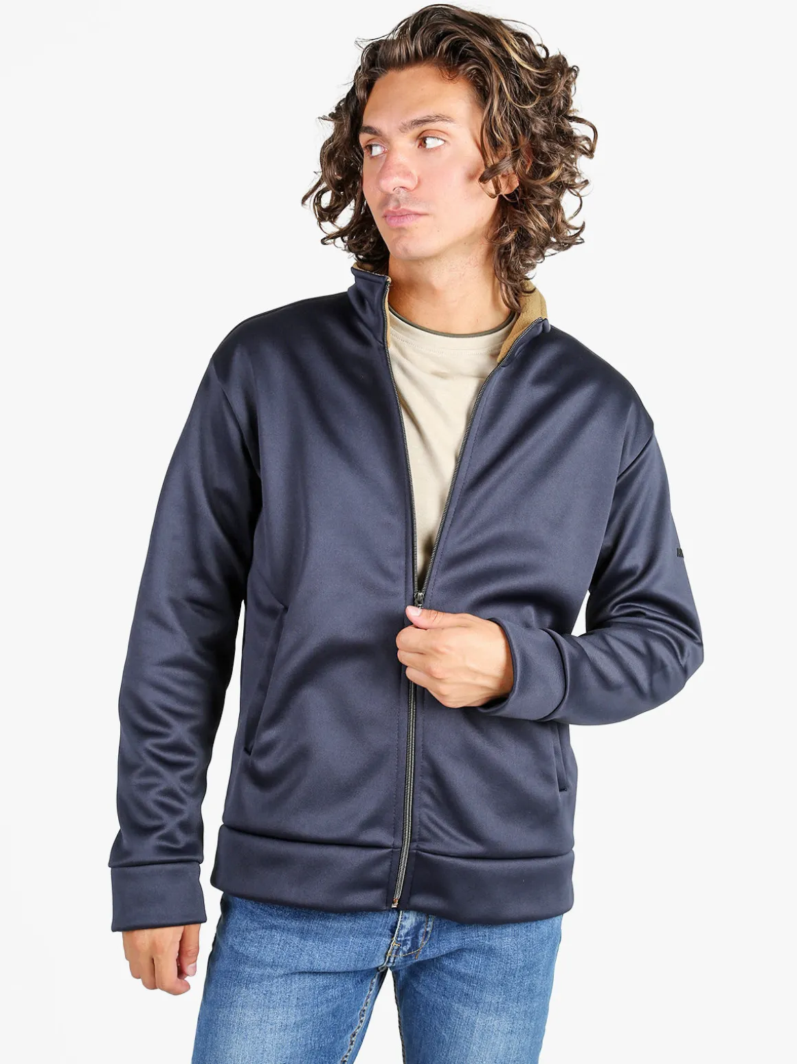 Rifle Felpa giacca da uomo con zip intera - blu scuro