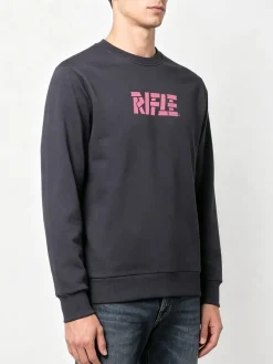 Rifle Felpa girocollo da uomo invernale con logo - nero