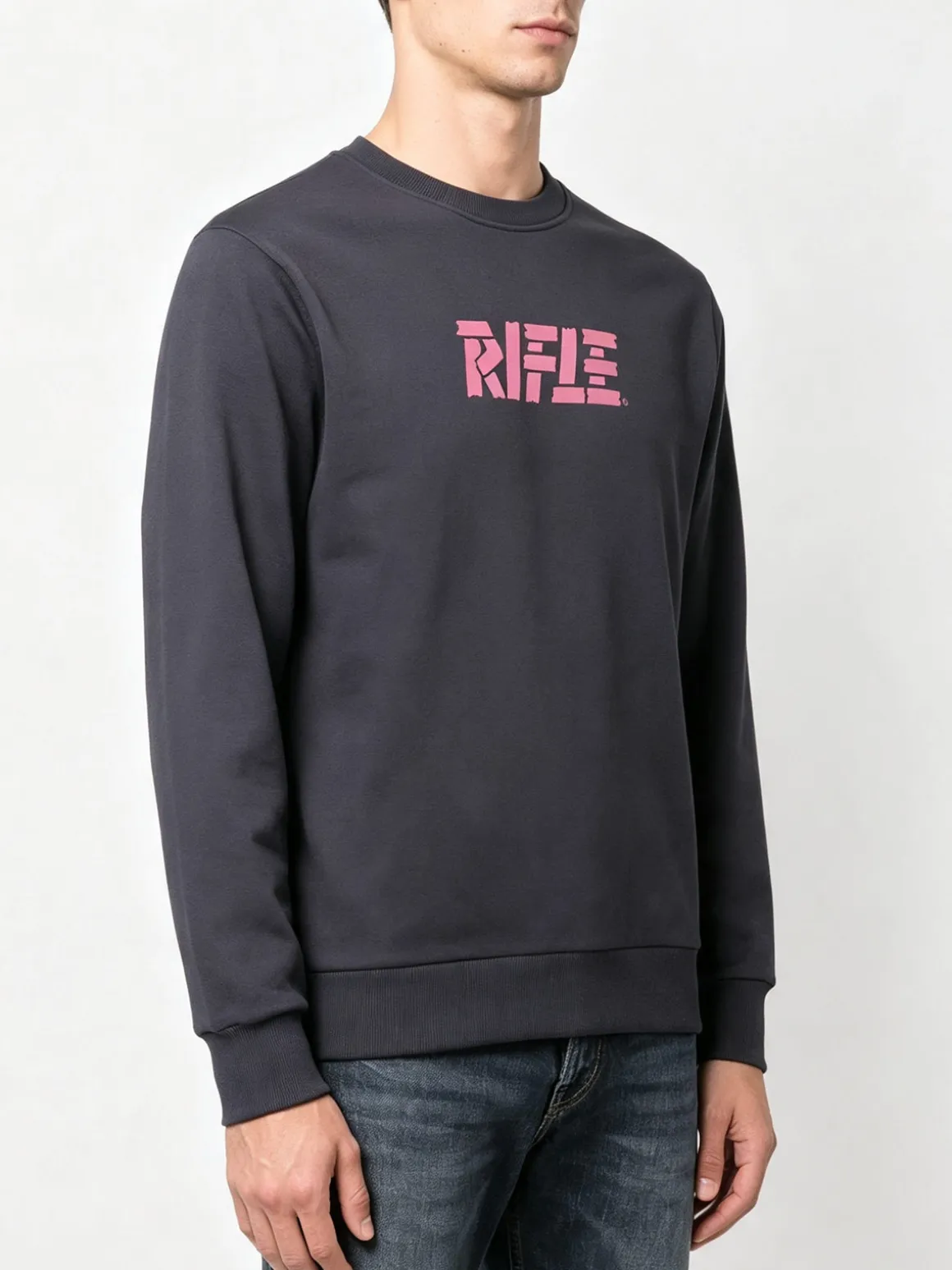 Rifle Felpa girocollo da uomo invernale con logo - nero