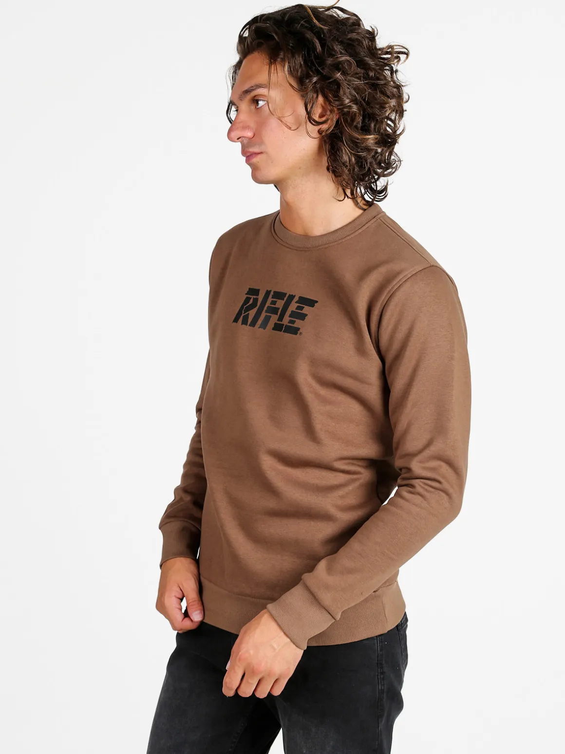 Rifle Felpa girocollo da uomo invernale con logo - marrone