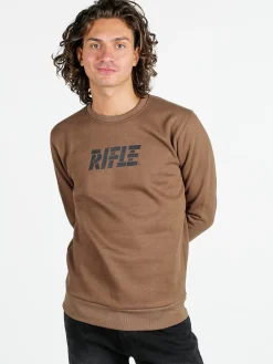 Rifle Felpa girocollo da uomo invernale con logo - marrone
