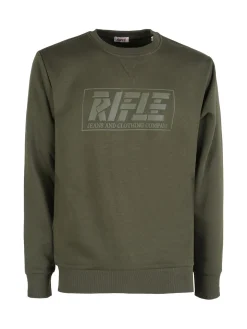 Rifle Felpa girocollo da uomo con logo - oliva