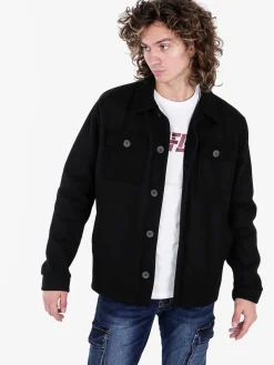 Rifle Giacca camicia da uomo effetto lana con bottoni