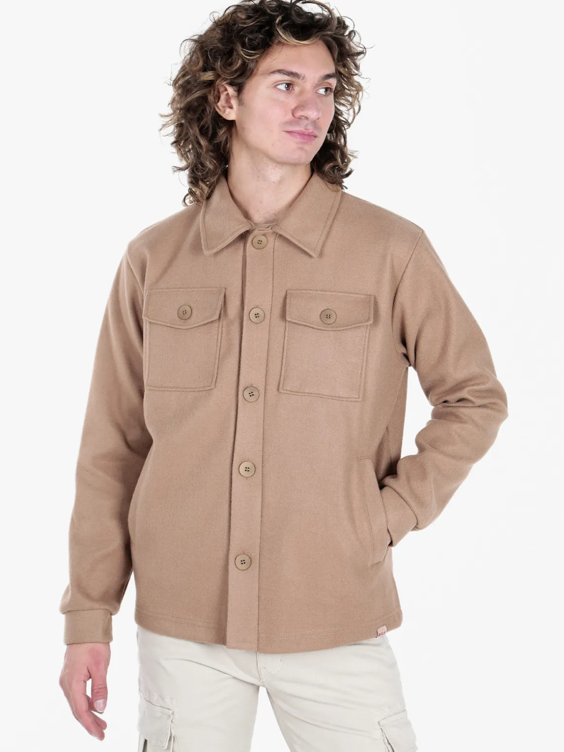 Rifle Giacca camicia da uomo effetto lana con bottoni