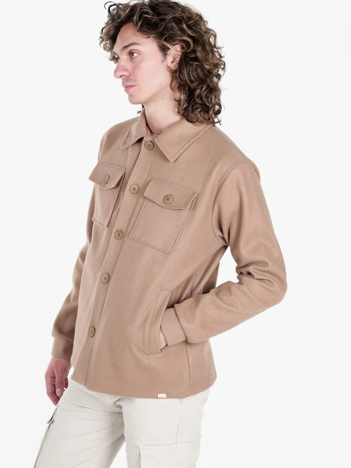 Rifle Giacca camicia da uomo effetto lana con bottoni