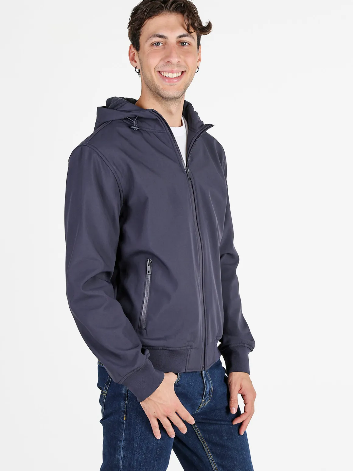 Rifle Giacca da uomo con cappuccio e zip - blu scuro