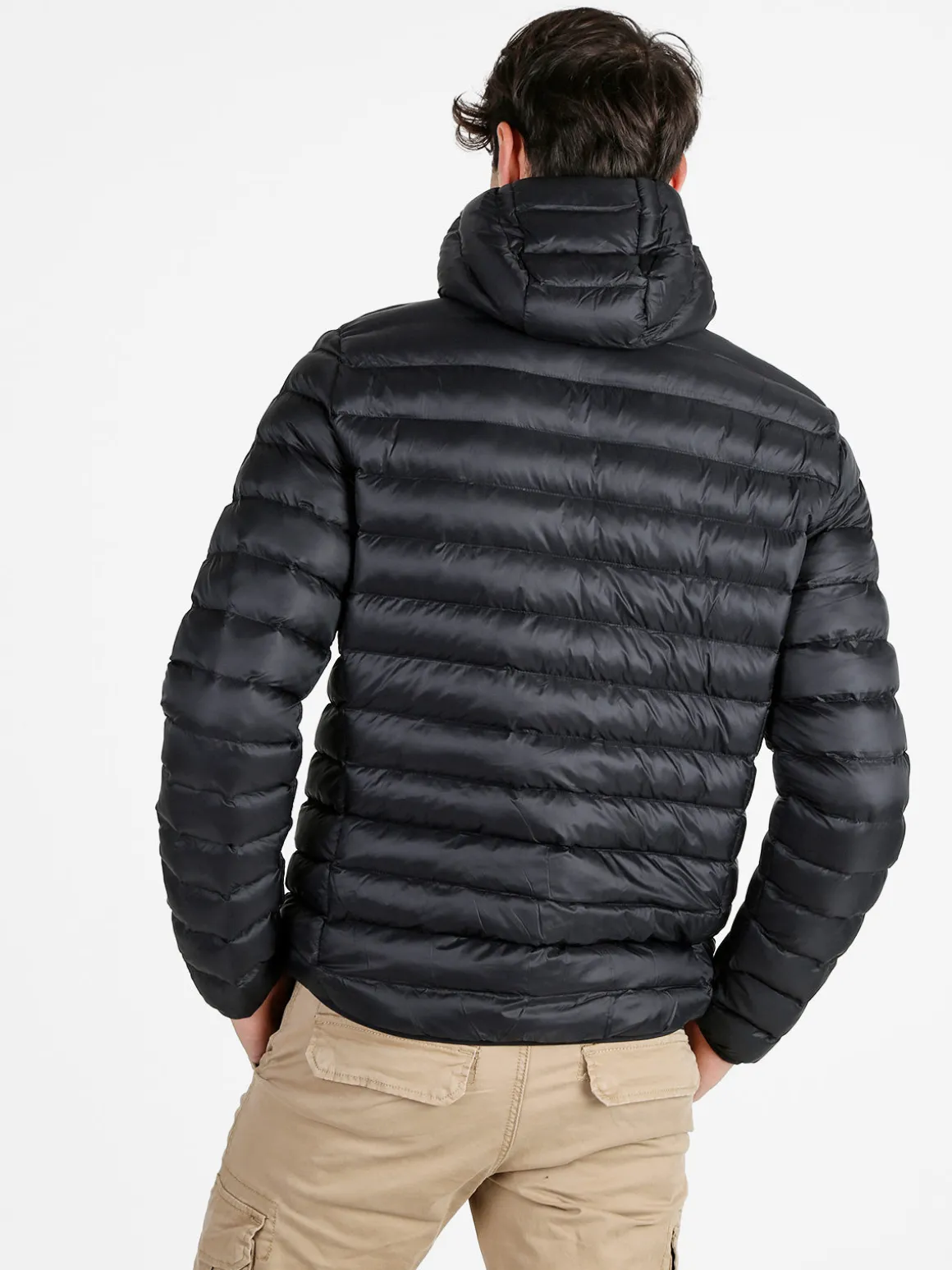 Rifle Giubbotto da uomo imbottito con cappuccio e zip - nero