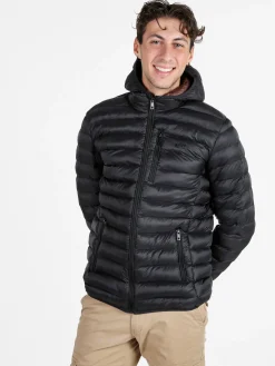 Rifle Giubbotto da uomo imbottito con cappuccio e zip - nero