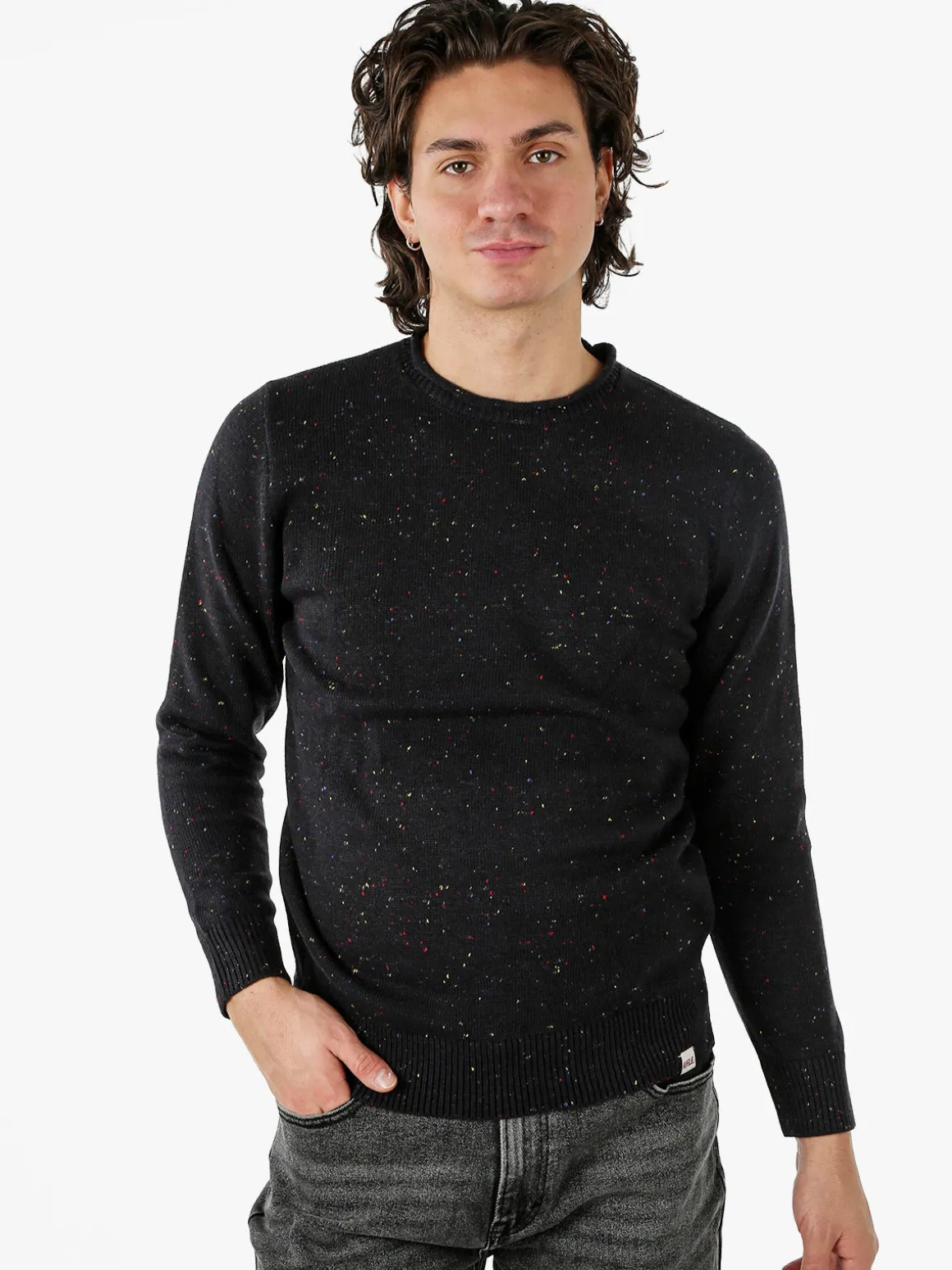 Rifle Maglione girocollo da uomo misto lana - nero