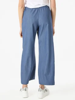 Rifle Pantaloni da donna a gamba larga con logo di strass - blu