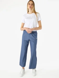 Rifle Pantaloni da donna a gamba larga con logo di strass - blu
