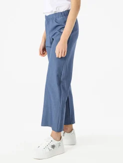 Rifle Pantaloni da donna a gamba larga con logo di strass - blu