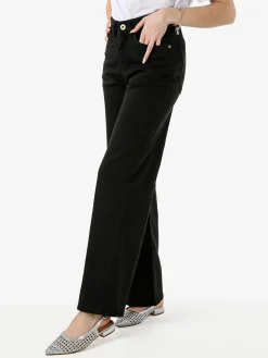Rifle Pantaloni donna jeans a gamba larga - nero