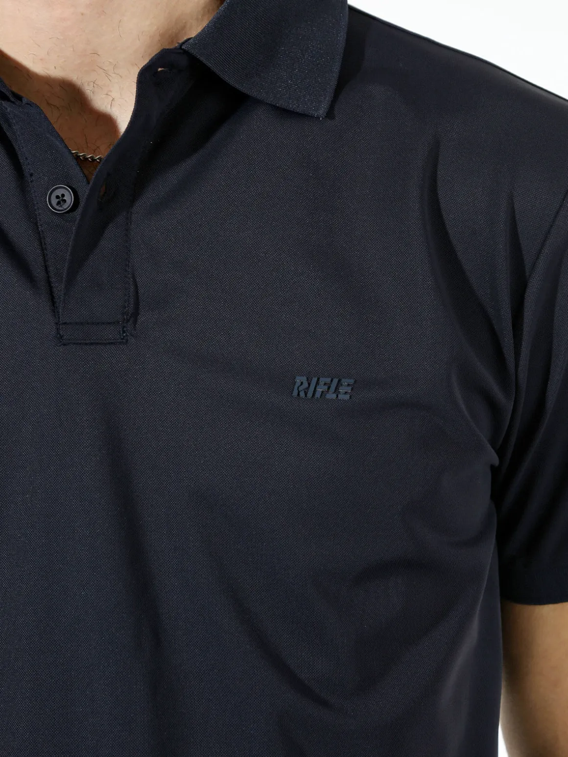 Rifle Polo da uomo a maniche corte in tessuto tecnico - blu scuro