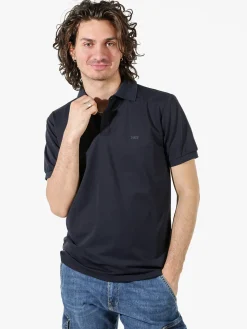 Rifle Polo da uomo a maniche corte in tessuto tecnico - blu scuro