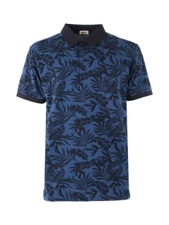 Rifle Polo da uomo in cotone a maniche corte con stampa floreale - blu