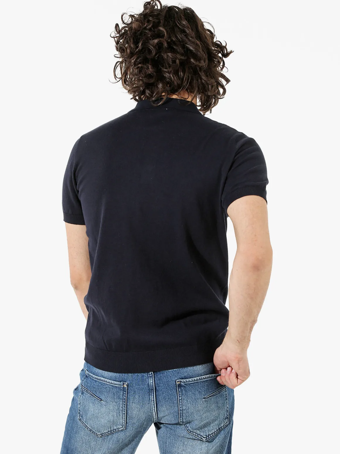 Rifle Polo da uomo in cotone a maniche corte - blu scuro