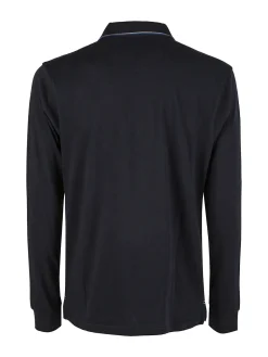 Rifle Polo uomo a maniche lunghe in cotone - blu scuro