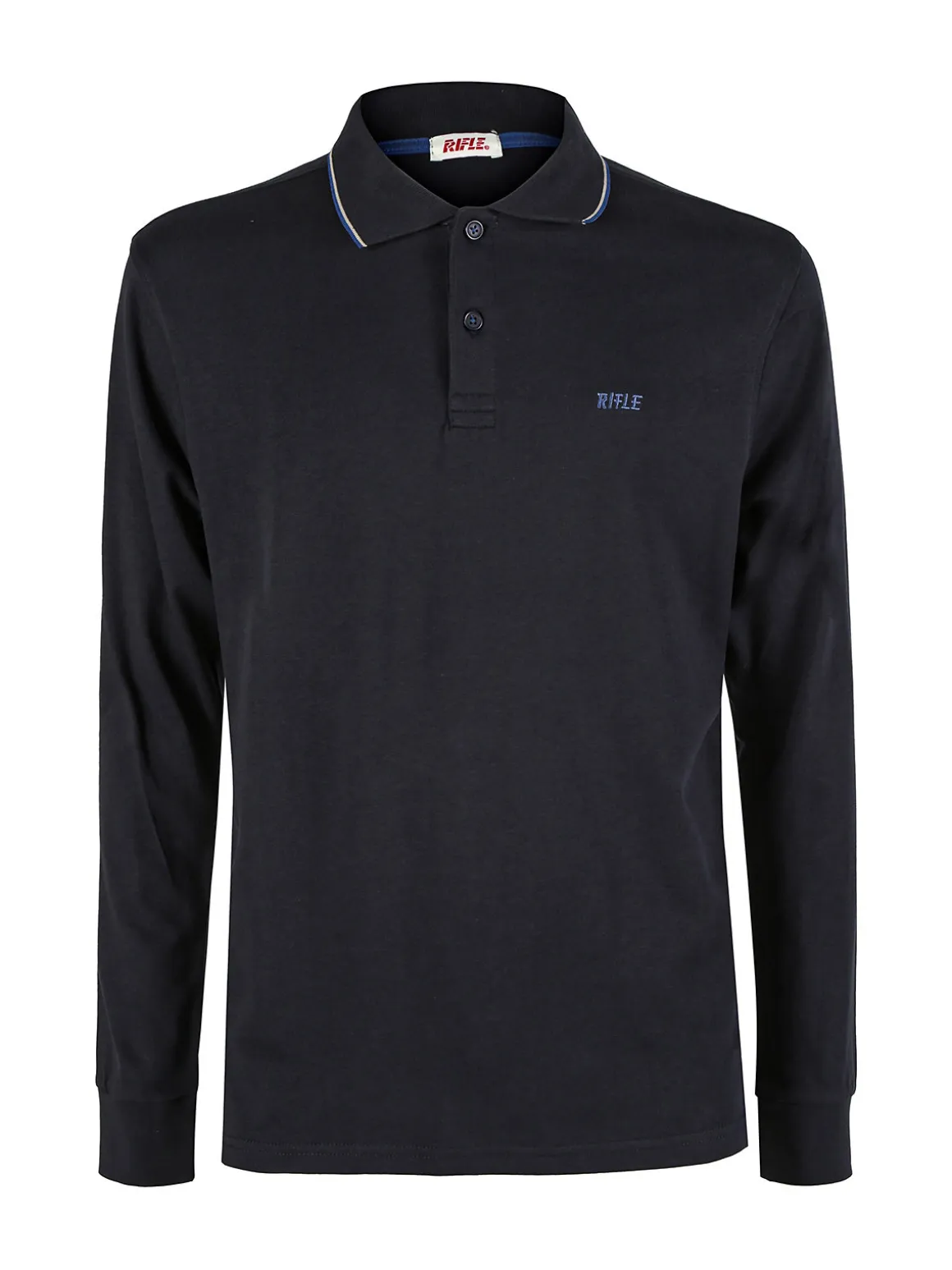 Rifle Polo uomo a maniche lunghe in cotone - blu scuro