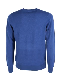 Rifle Pullover girocollo da uomo in maglia misto lana - blu