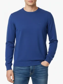 Rifle Pullover girocollo da uomo in maglia misto lana - blu