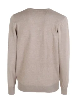 Rifle Pullover uomo scollo V in maglia misto lana - sabbia