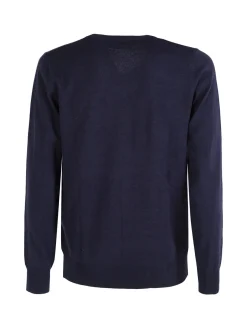 Rifle Pullover uomo scollo V in maglia misto lana - blu scuro