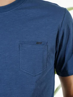 Rifle T-shirt da uomo in cotone con taschino - blu