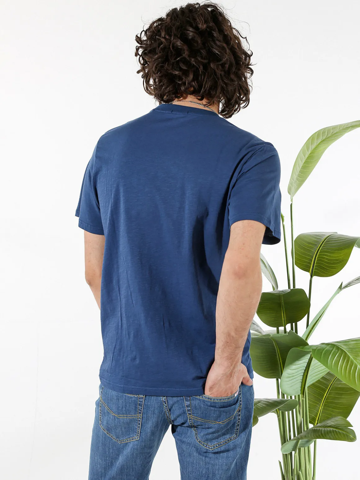 Rifle T-shirt da uomo in cotone con taschino - blu