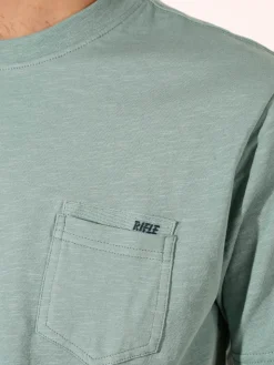 Rifle T-shirt da uomo in cotone con taschino - acqua marina