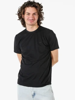 Rifle T-shirt girocollo da uomo in tessuto tecnico - nero