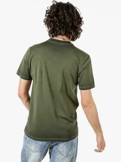 Rifle T-shirt girocollo da uomo in cotone con logo - militare