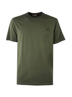 Rifle T-shirt girocollo da uomo in cotone con logo - militare