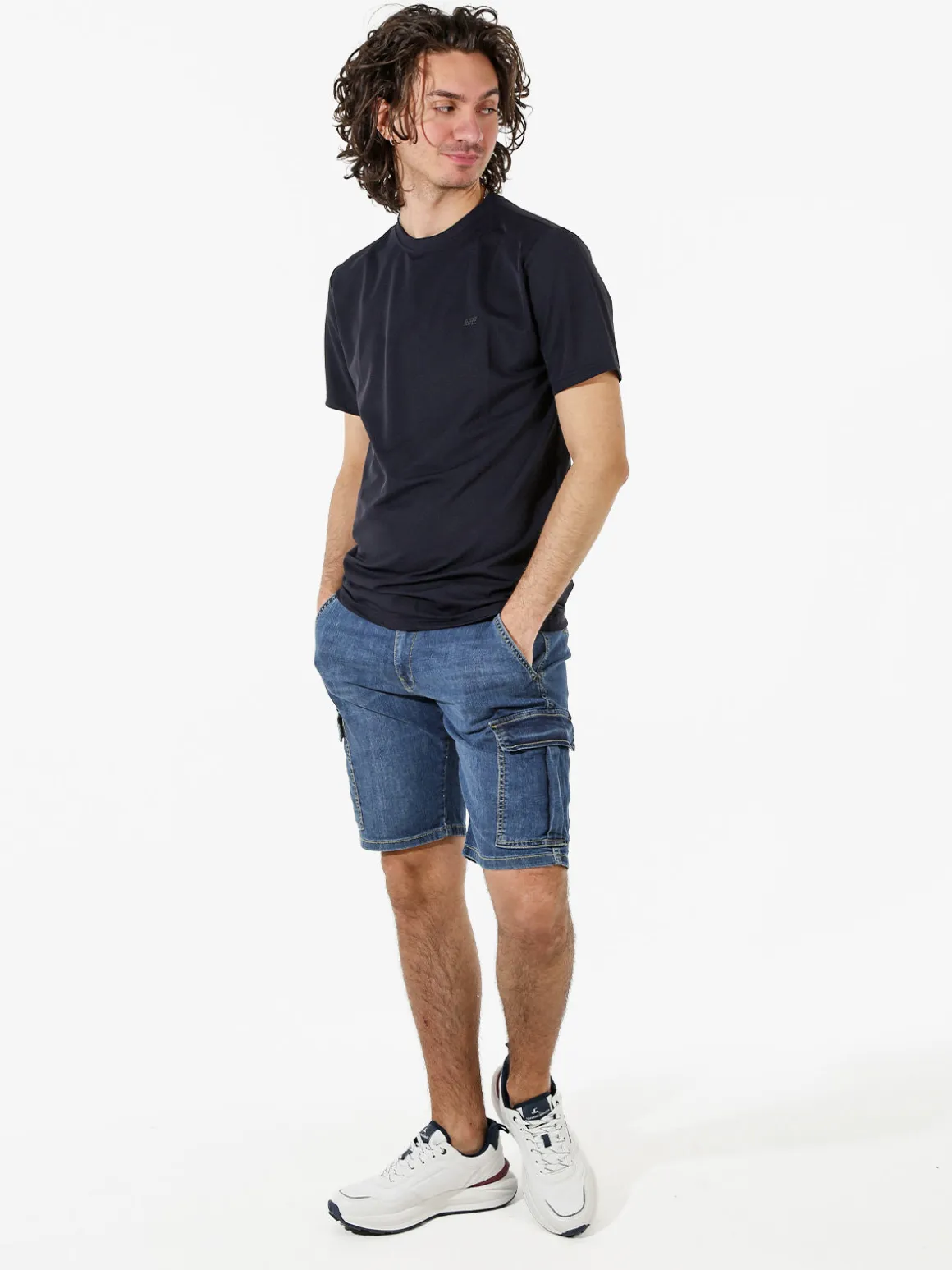 Rifle T-shirt girocollo da uomo in tessuto tecnico - blu scuro