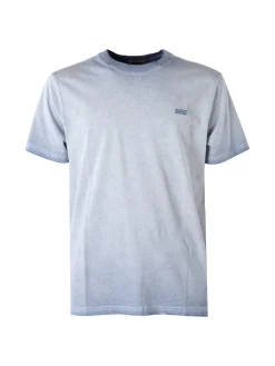 Rifle T-shirt girocollo da uomo in cotone con logo - cielo