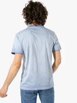 Rifle T-shirt girocollo da uomo in cotone con logo - cielo