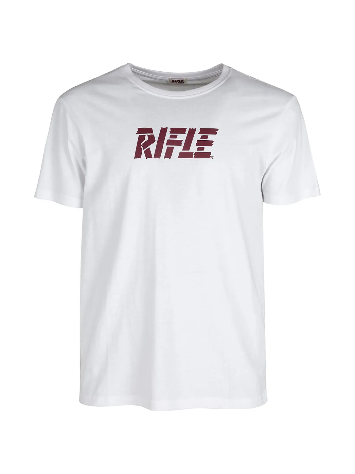 Rifle T-shirt girocollo in cotone con stampa scritta