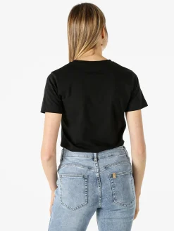 Rifle T-shirt in cotone da donna con applicazioni micro borchie - nero