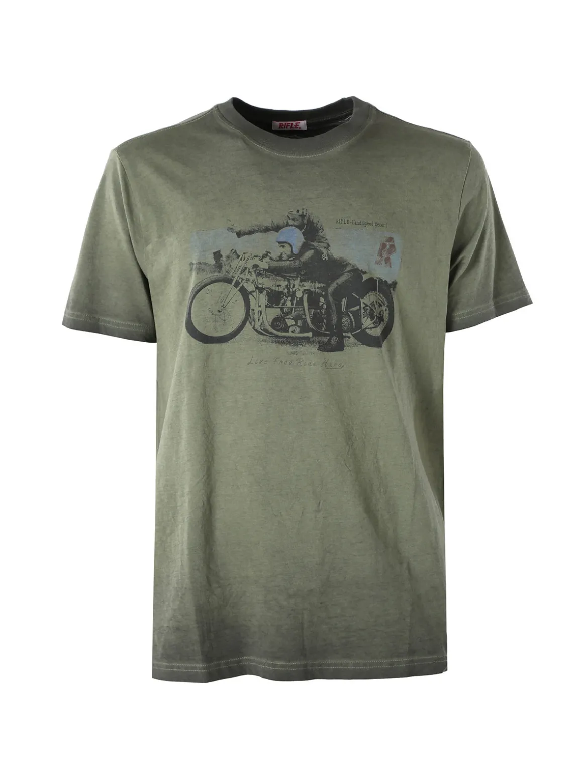 Rifle T-shirt in cotone da uomo con stampa - militare