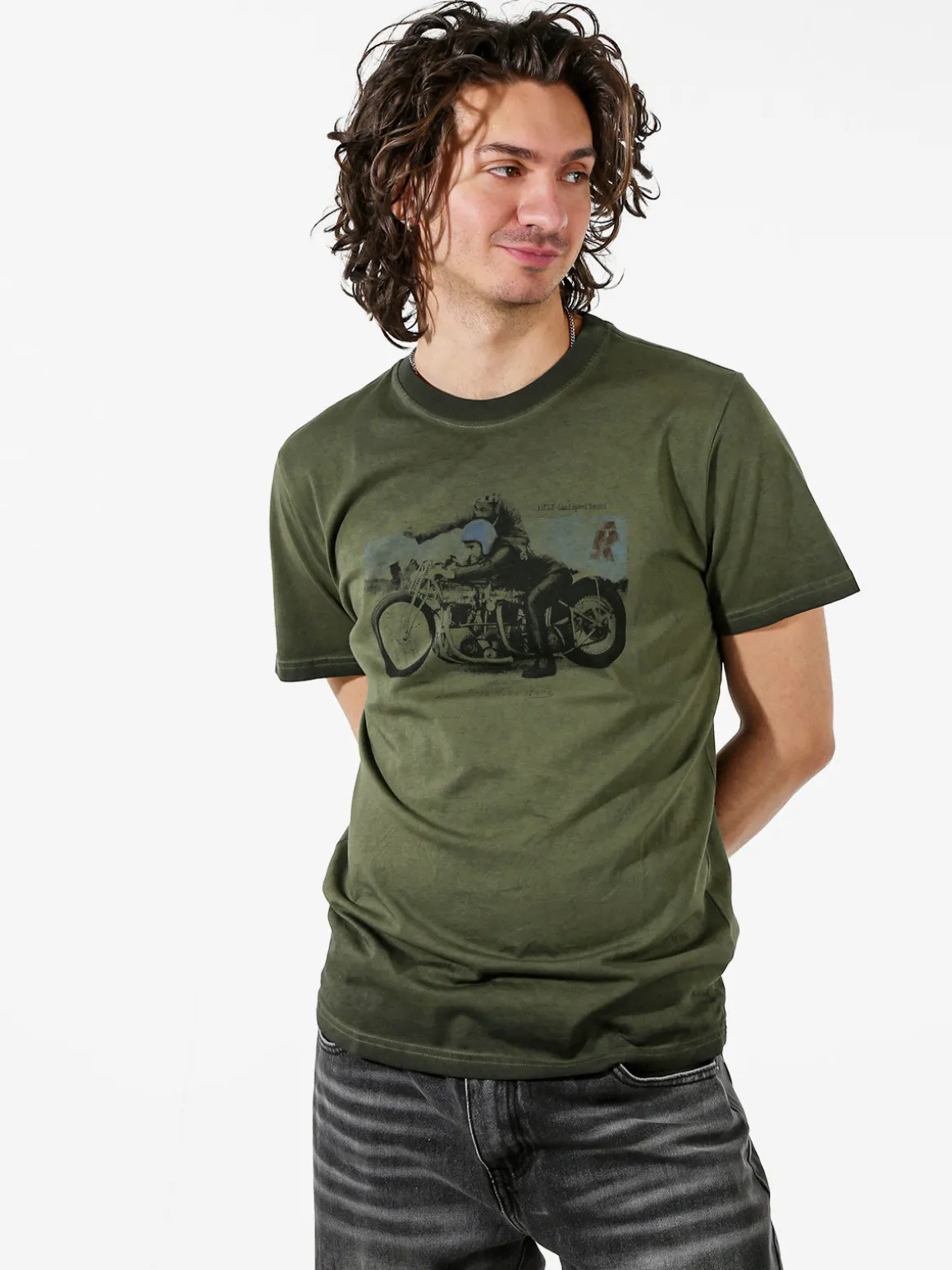 Rifle T-shirt in cotone da uomo con stampa - militare