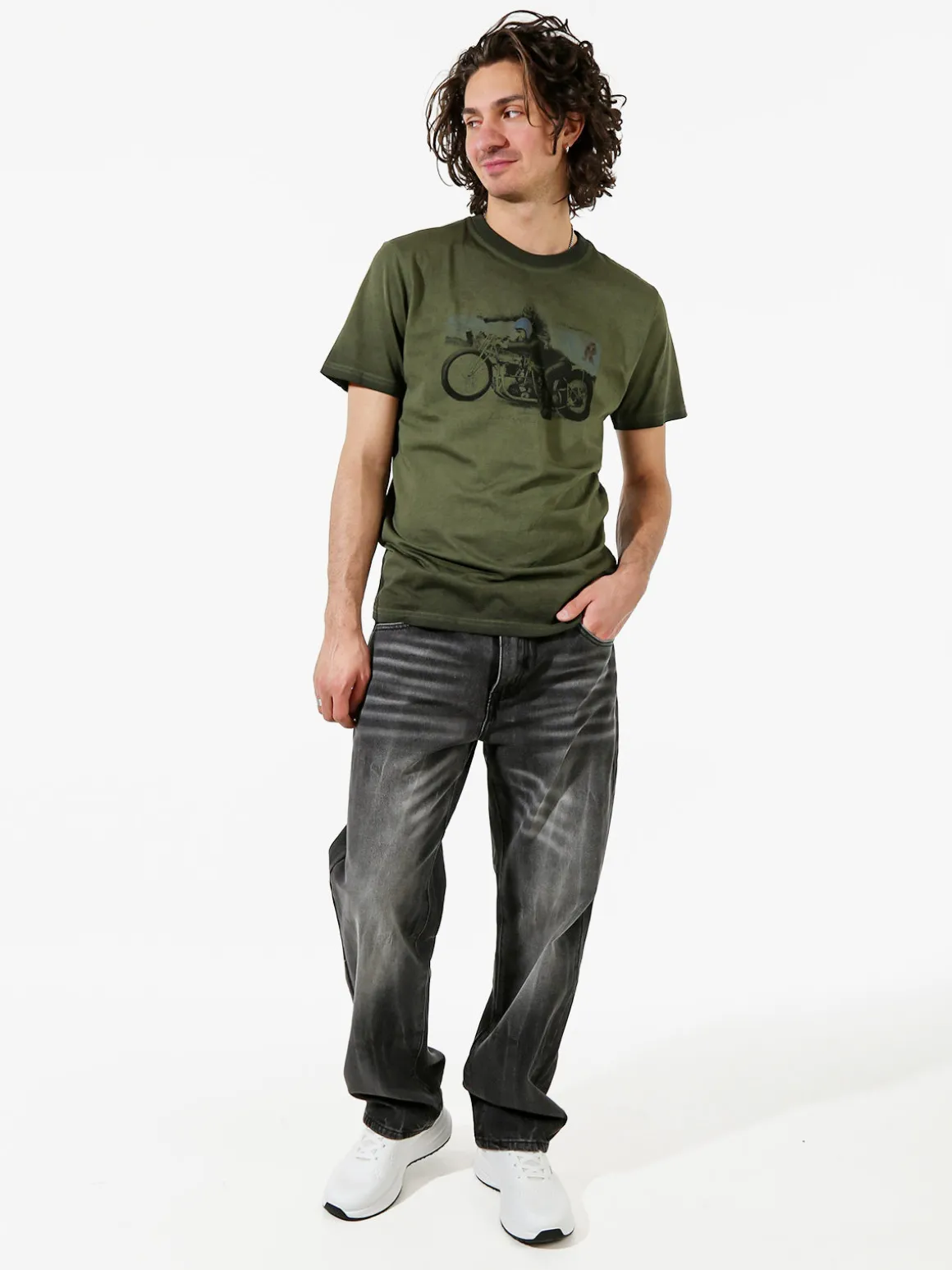 Rifle T-shirt in cotone da uomo con stampa - militare