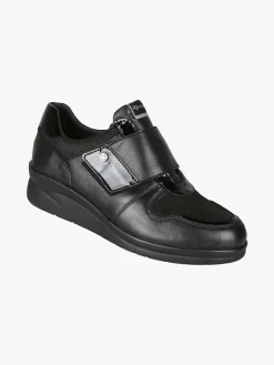 Riposella Scarpe in pelle da donna con strappo e zeppa - nero