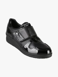 Riposella Scarpe in pelle da donna con fascia a strappo e zeppa