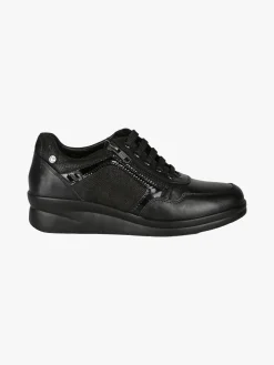 Riposella Sneakers donna in pelle con zeppa - nero