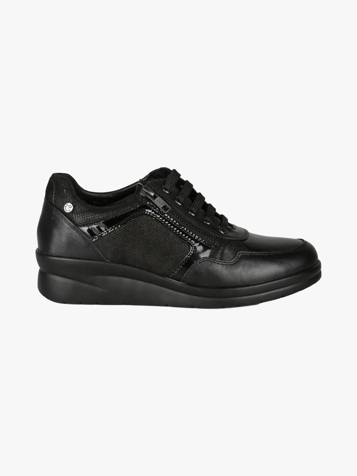Riposella Sneakers donna in pelle con zeppa - nero