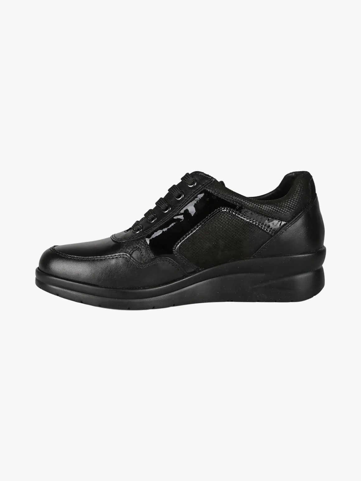 Riposella Sneakers donna in pelle con zeppa - nero